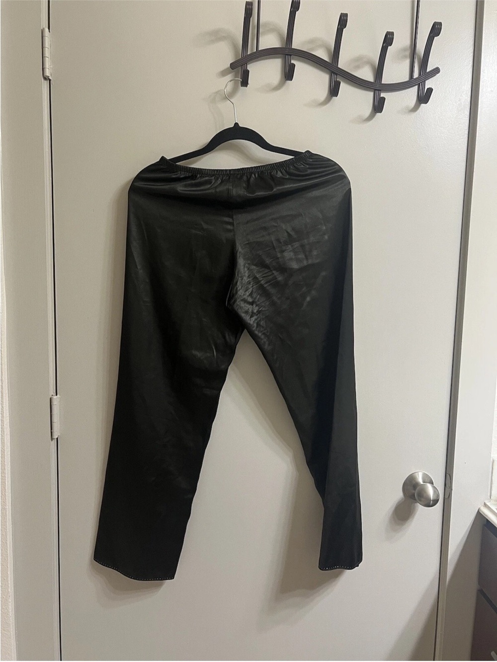 Women’s Black Faux Leather Pants - Classic High-Waist Stretch